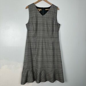 TALBOTS Plaid Sleeveless Wool Dress, Size 16, Gray